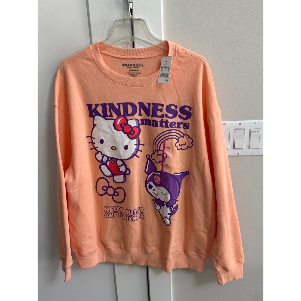 Sanrio Hello Kitty Friends Kindness Matters‎ Sweatshirt XXL Peach Nectar J001937